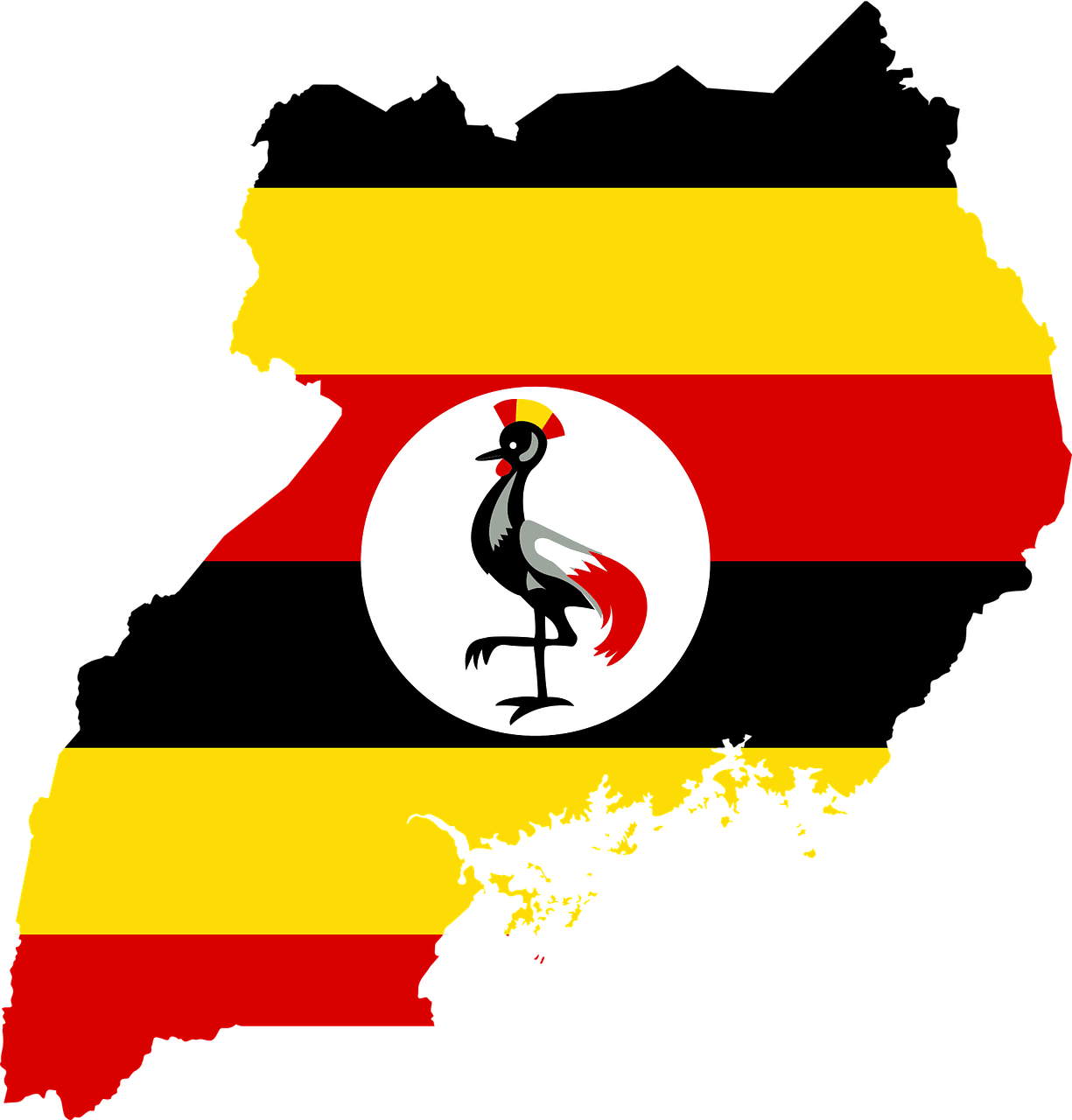 Uganda flag in the map